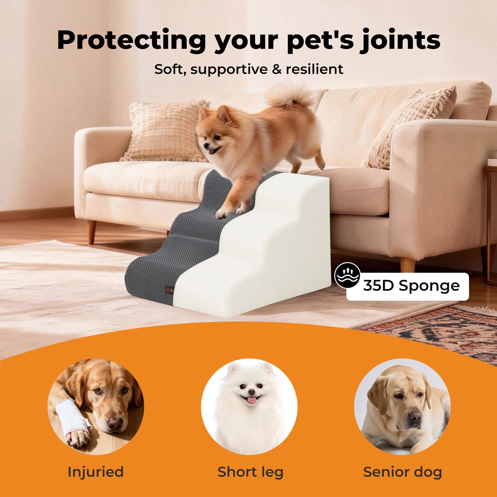 2 in 1 Dog Ramp 3 Step Pet Stairs