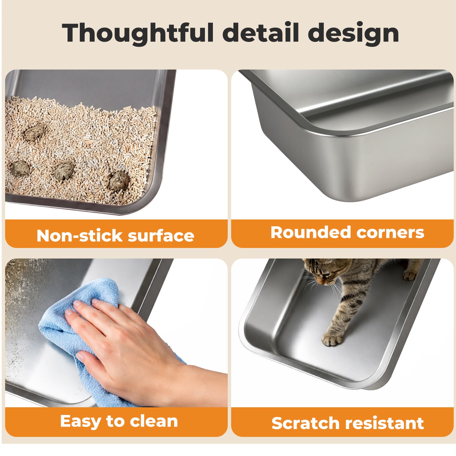 Cat Litter Box Stainless Steel Toilet Tray
