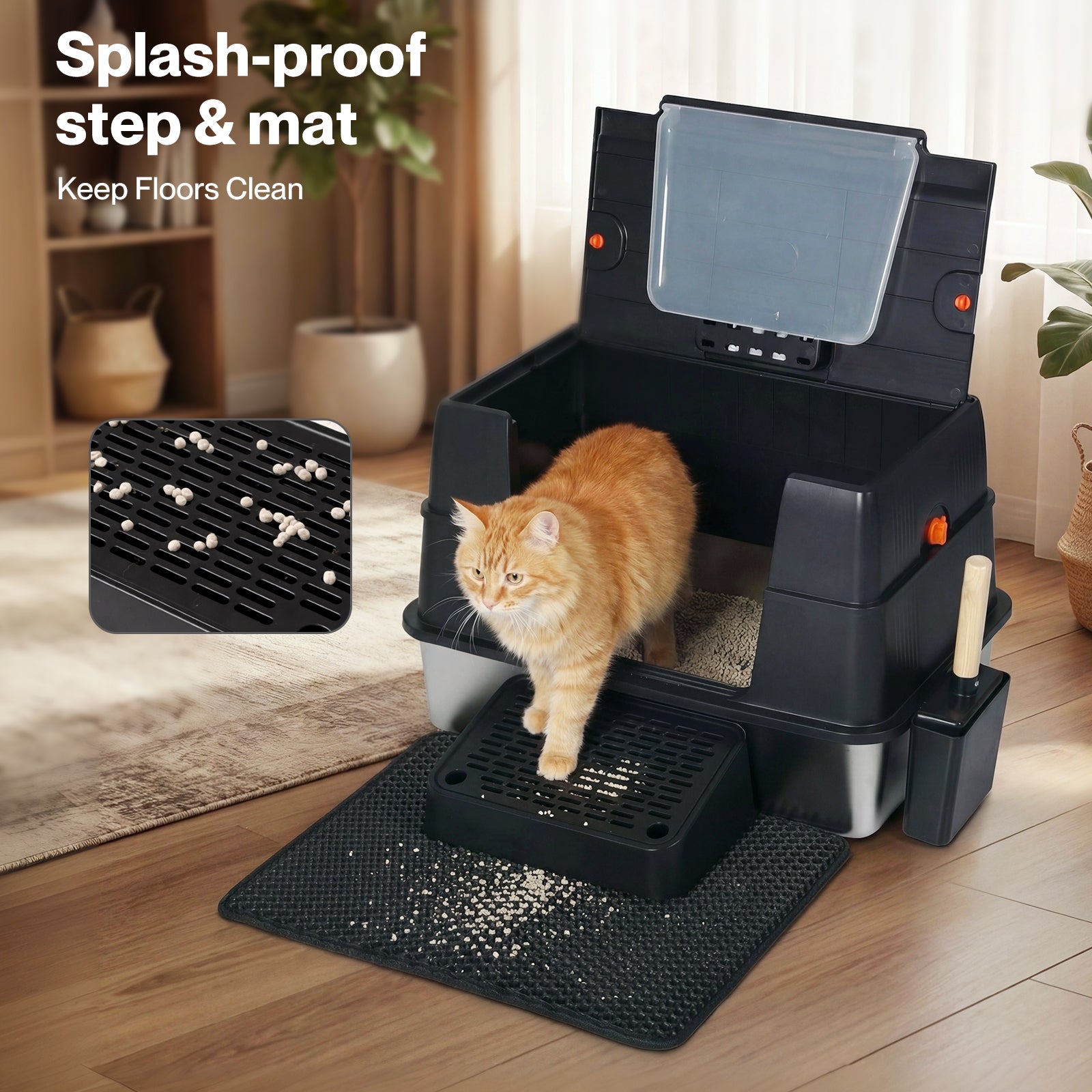 Cat Litter Box Enclosed Stainless Steel