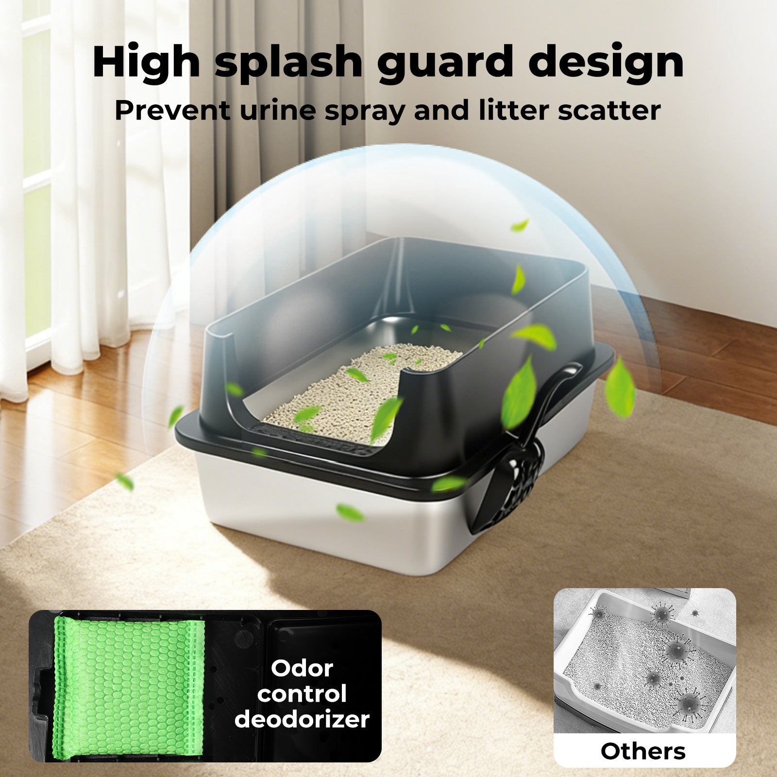 Cat Litter Box Stainless Steel Large