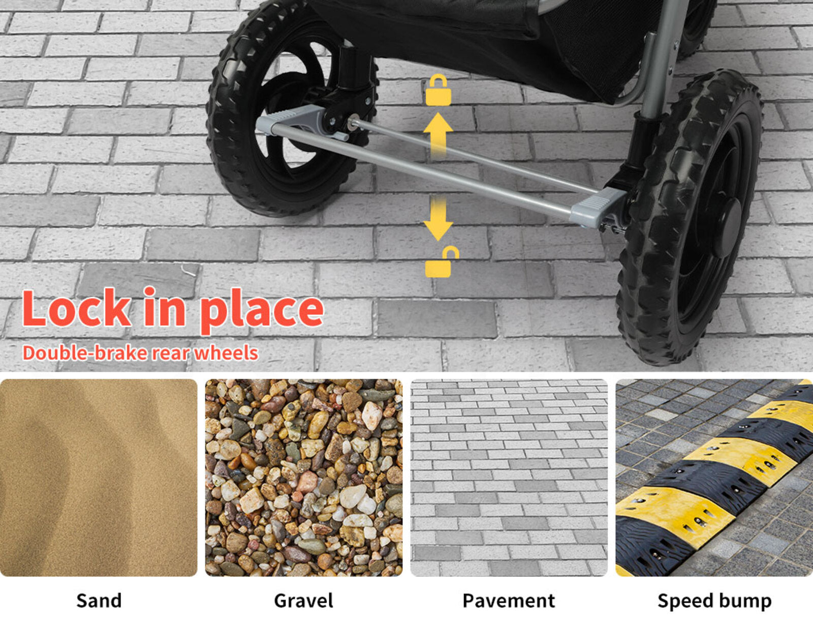 Pet Stroller 3 Wheels Foldable Large