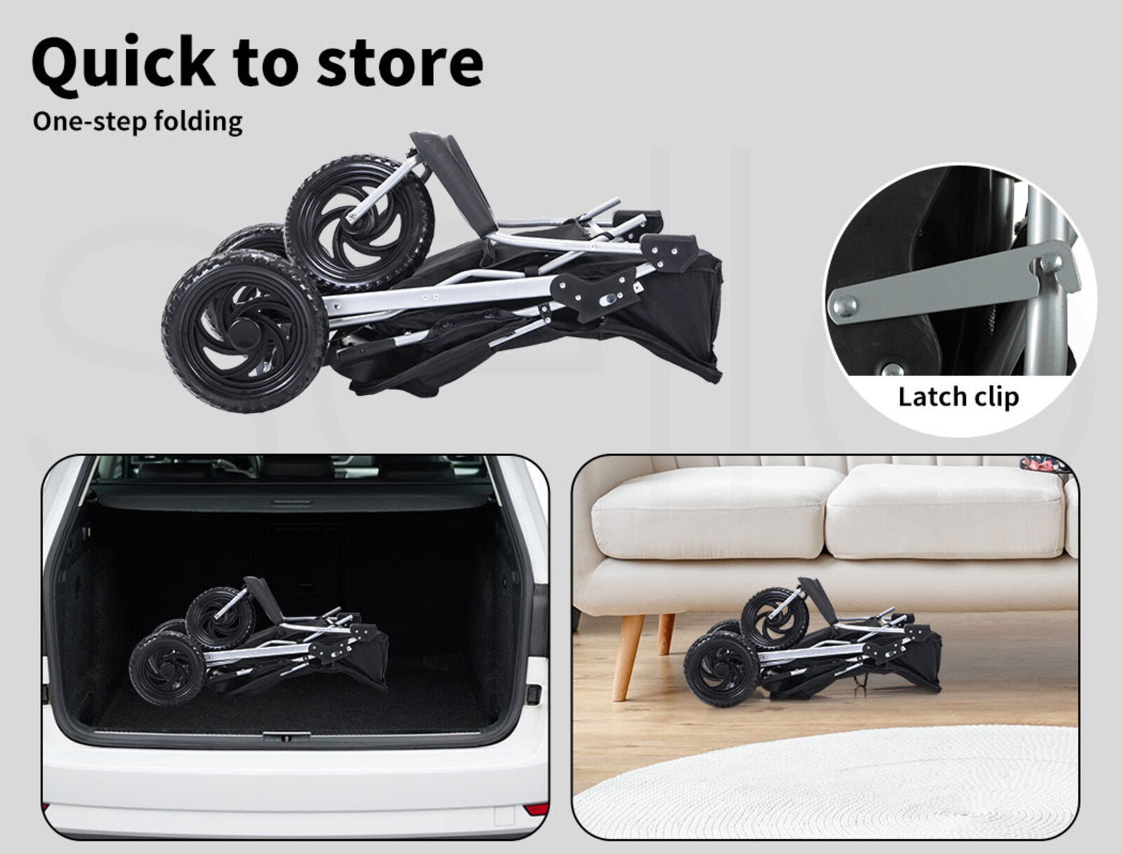 Pet Stroller 3 Wheels Foldable Large