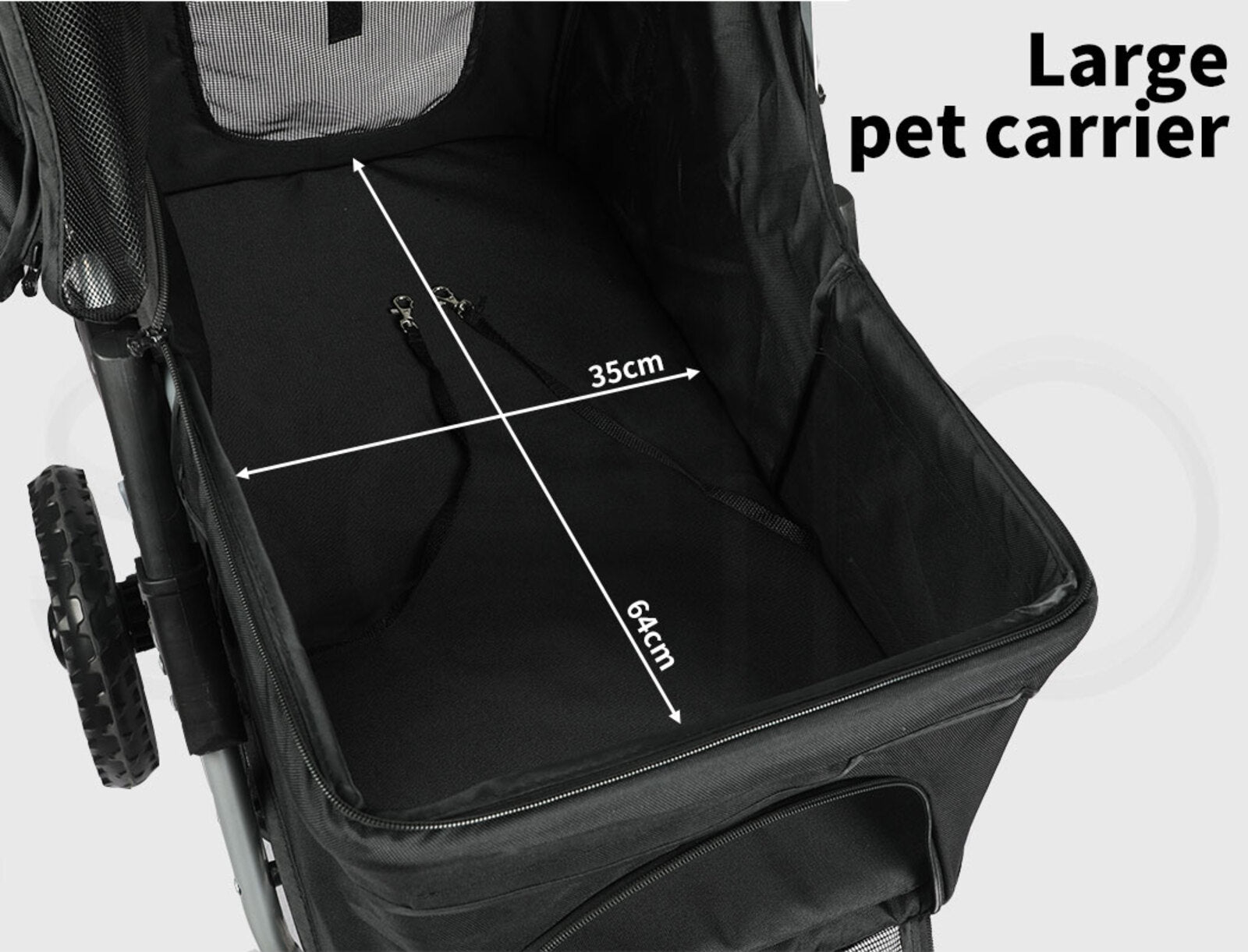 Pet Stroller 3 Wheels Foldable Large