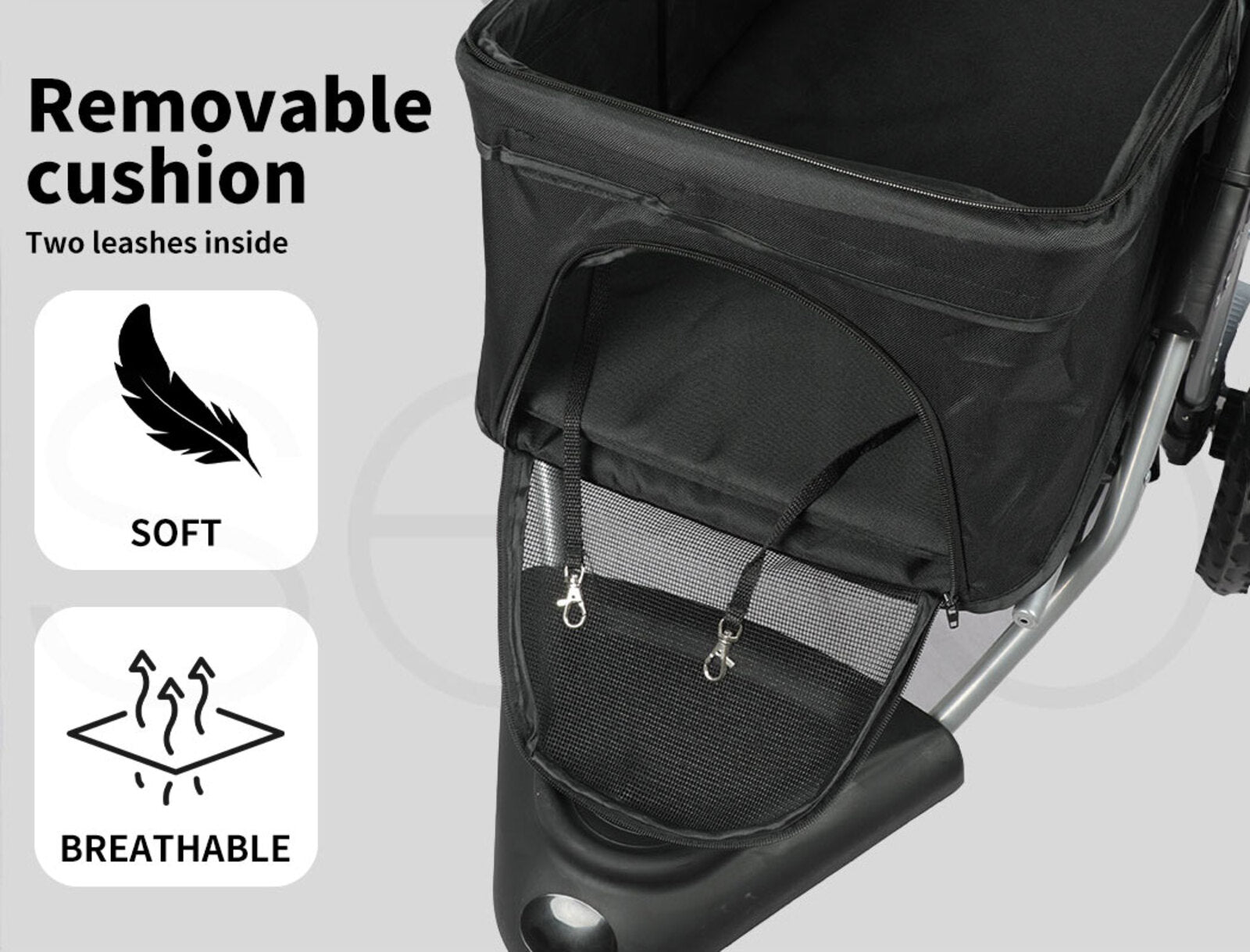 Pet Stroller 3 Wheels Foldable Large