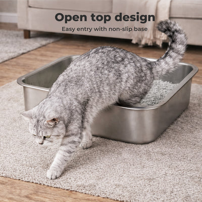 Cat Litter Box Stainless Steel Toilet Tray