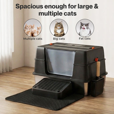 Cat Litter Box Enclosed Stainless Steel
