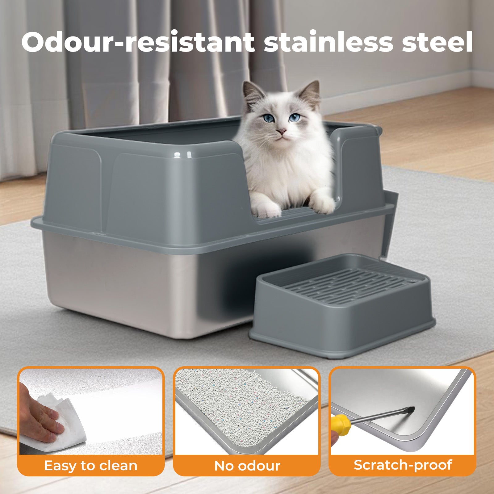 Cat Litter Box High Sided Litter Tray