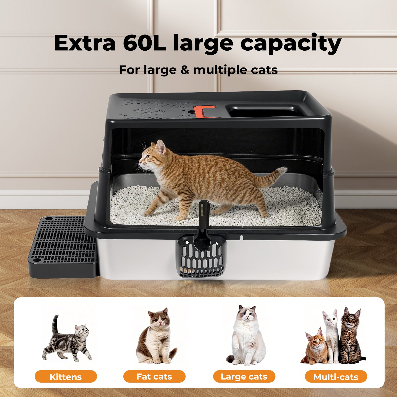 Cat Litter Box Stainless Steel Large