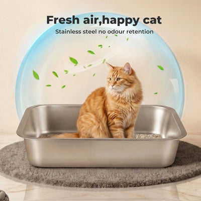Cat Litter Box Stainless Steel Toilet Tray