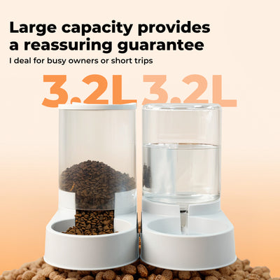 2 Packs Automatic Food Feeder Waterer Set 3.2L