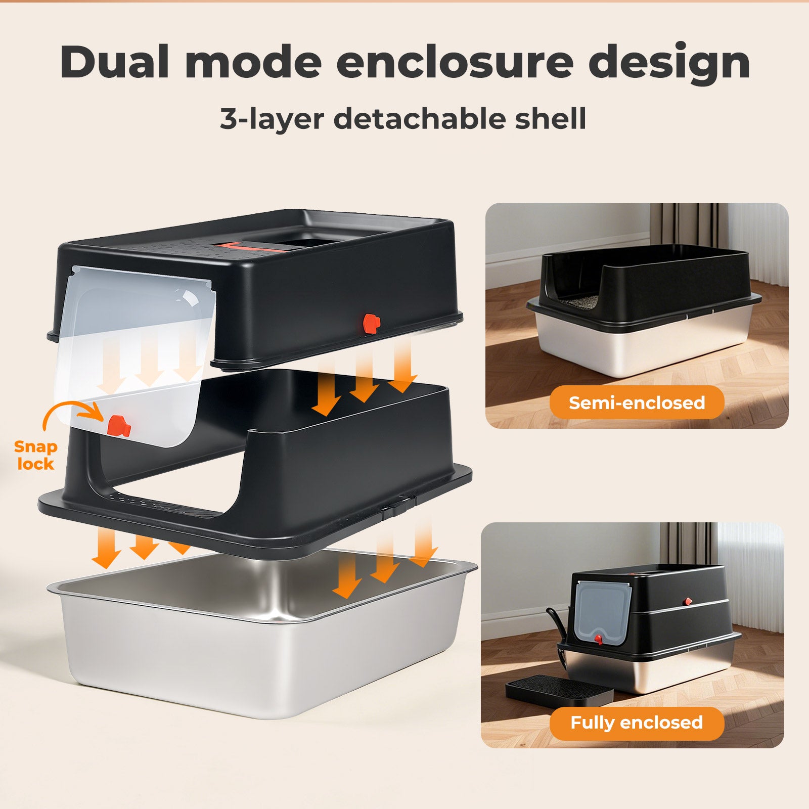 Cat Litter Box Stainless Steel Large