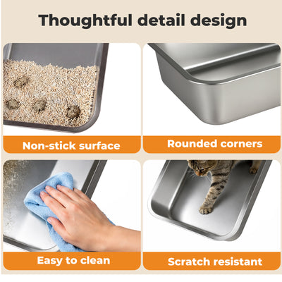 Cat Litter Box Stainless Steel Toilet Tray