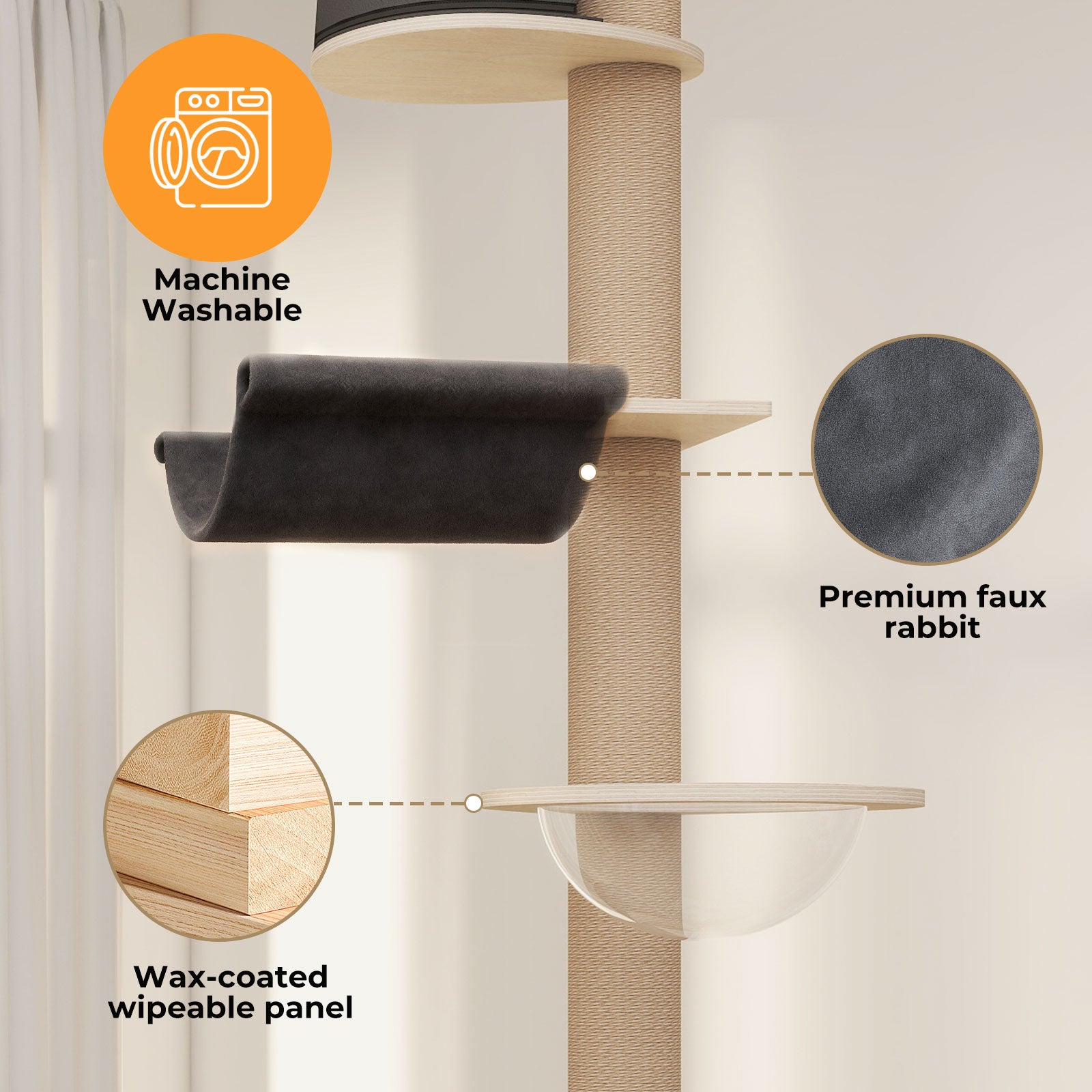 206-300cm 6-Tier Cat Tower