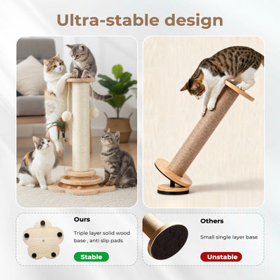 Cat Scratching Post Strong Natural Sisal Pole 45cm