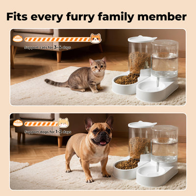 2 Packs Automatic Food Feeder Waterer Set 3.2L