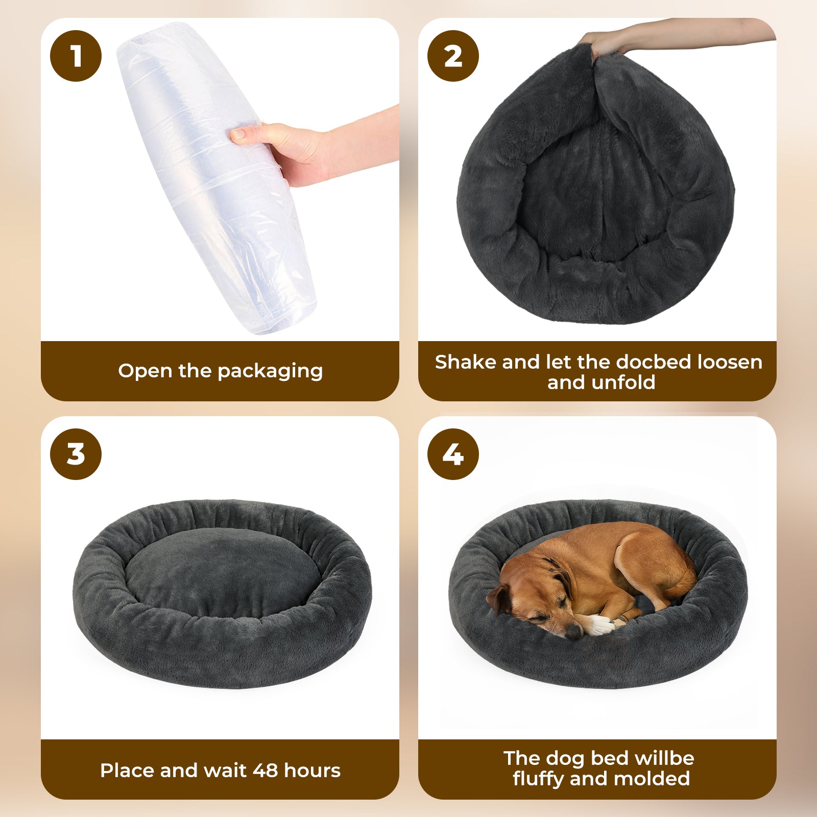 Large Dog Bed Donut Cushion Calming